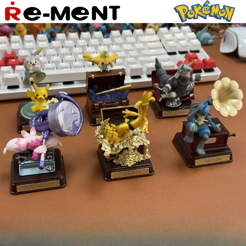 

In Stock Re-Ment Genuine Pokemon Retro Steel Miniature Scene Collecte Action Model Surprise Desktop Ornament Gifts Toy Blind Box