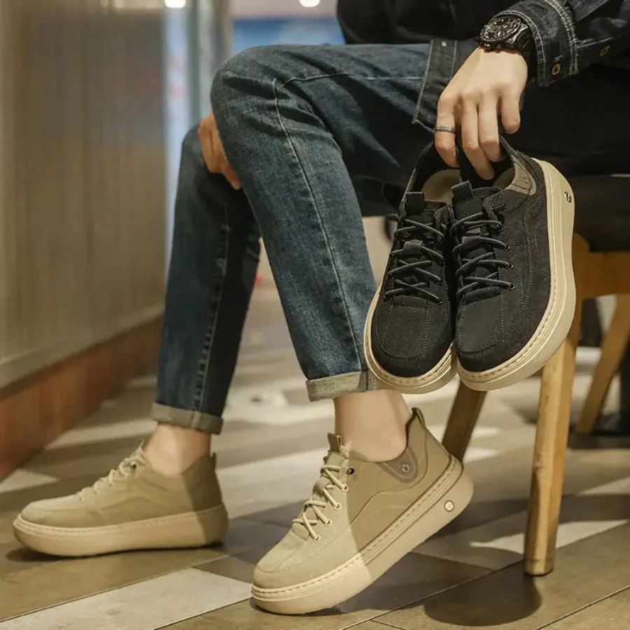 

New Spring Breathable Men's Shoes Thick-Soled Casual Shoes Lightweight Thin Style Sports Fashion Versatile Skate Shoes