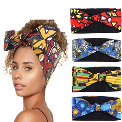 African Print Headband for Women Twist Bow Tie Style Hair Band For Braids Curly Girls Salon Makeup Headwrap Turban Headwear