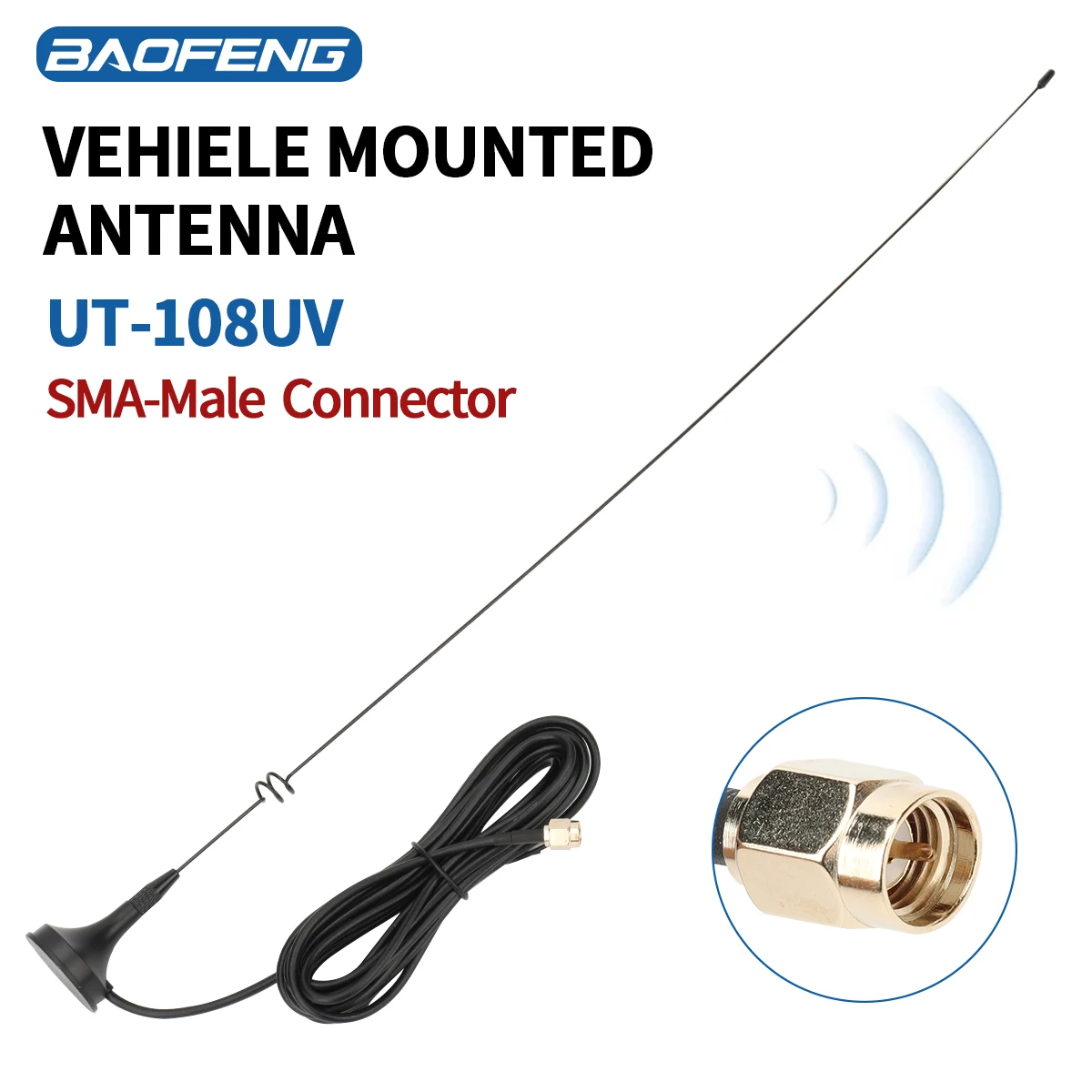 BAOFENG UT-108UV SMA-Male Ham Two Way Radio Antenna UT108 For BAOFENG UV-15R WouXun KG-UV6D KG-UV8D TYT UV-8000D/E Walkie Talkie