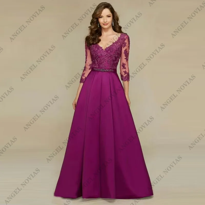 

Customized Long Purple Mother of the Bride Dresses Robes Invitee Mariage vestidos de fiesta elegantes 2024 Wedding Party Dresses