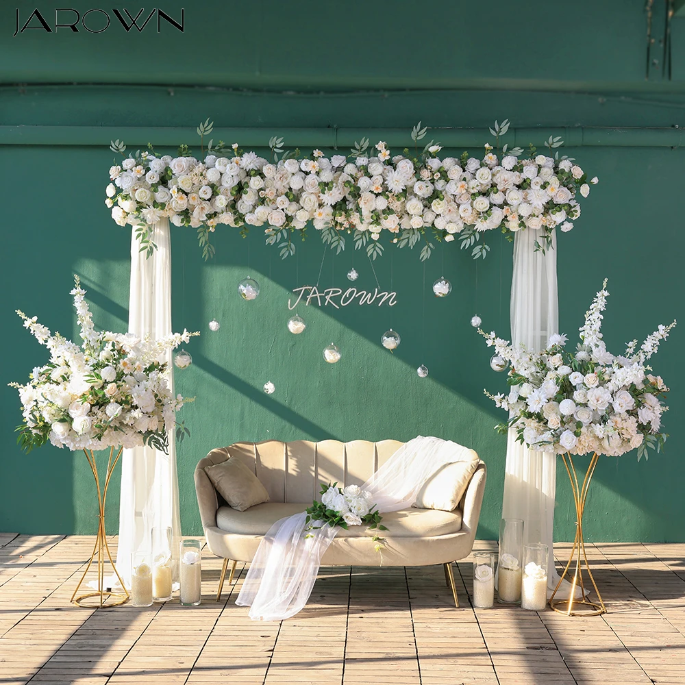 

Artificial Flower Runner for Party Event Backdrop Decoration White Rose Champagne Rose Greenery Eucalyptus Floral Centerpieces