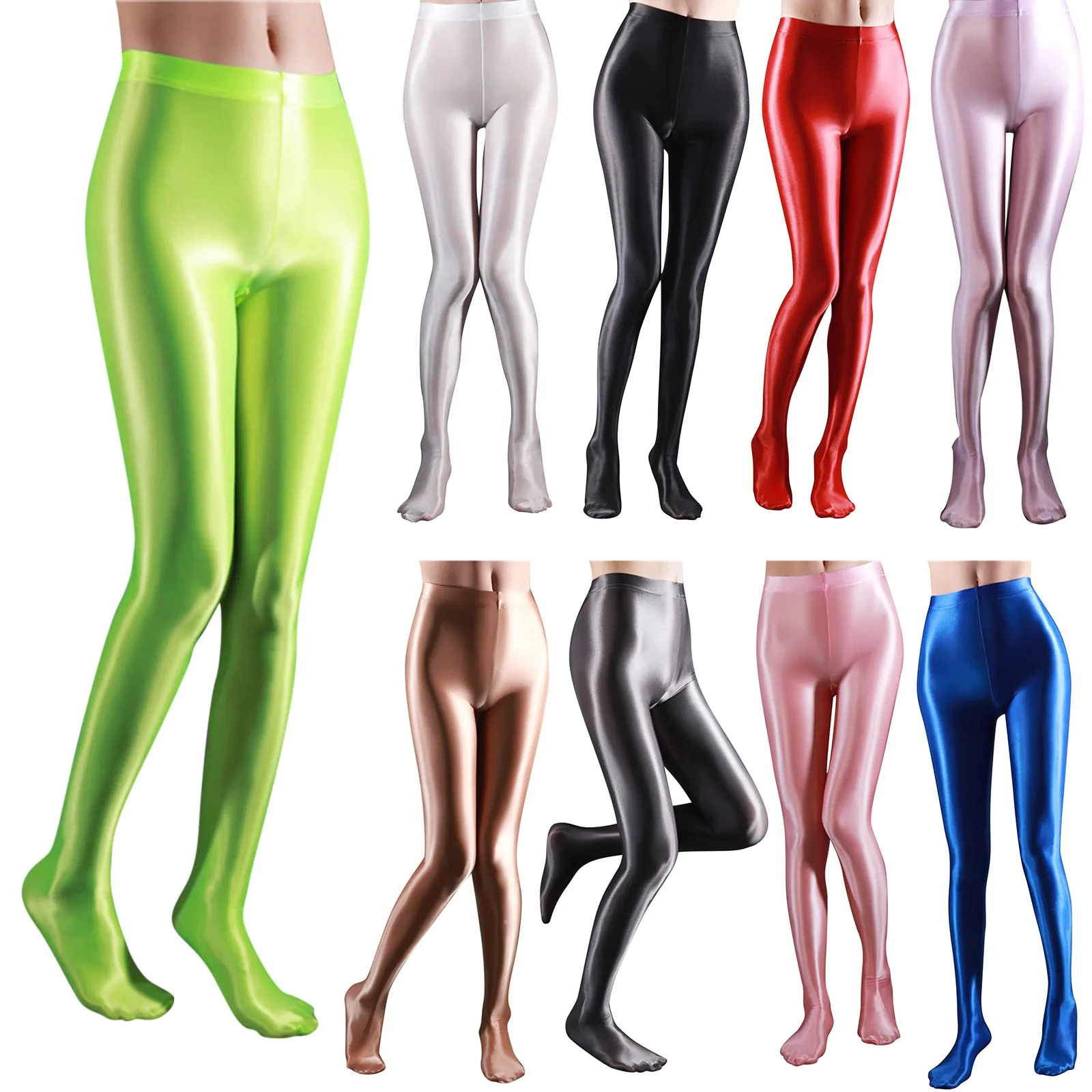 

Women Legging Ultra Thin Transparent Shiny Crotch Dance Yoga Pants Large Trousers