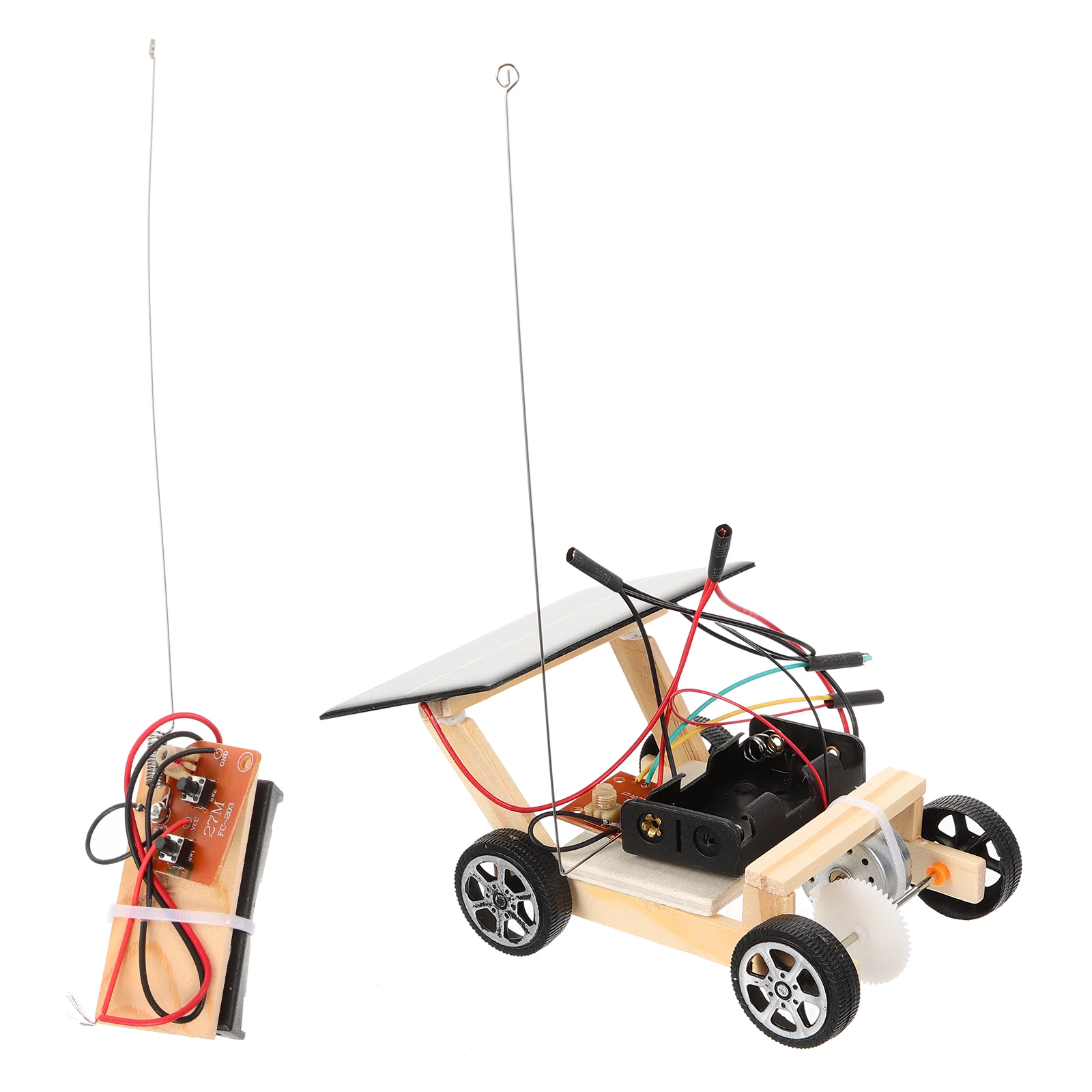 Montar brinquedo de montagem de quebra-cabeça de carro de controle remoto DIY educação científica solar de madeira