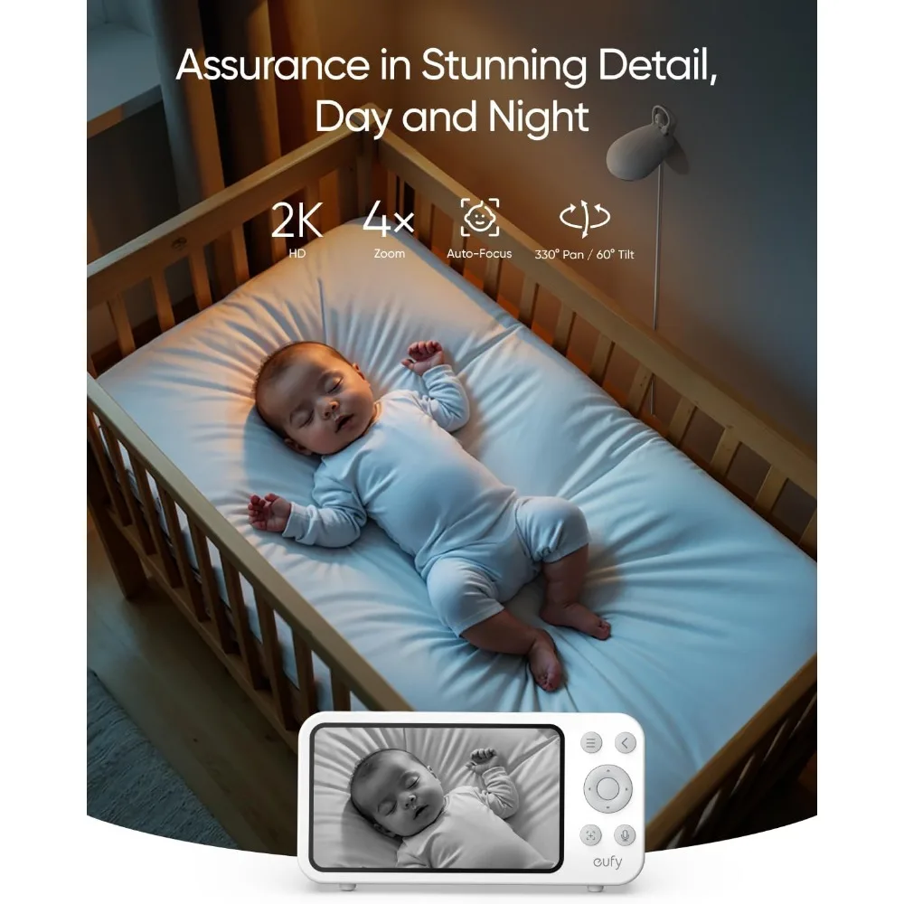 eufy Baby Monitor E20 dengan 2 Kamera, Layar Terpisah, Kamera HD 2K, Layar 5'' 720p
