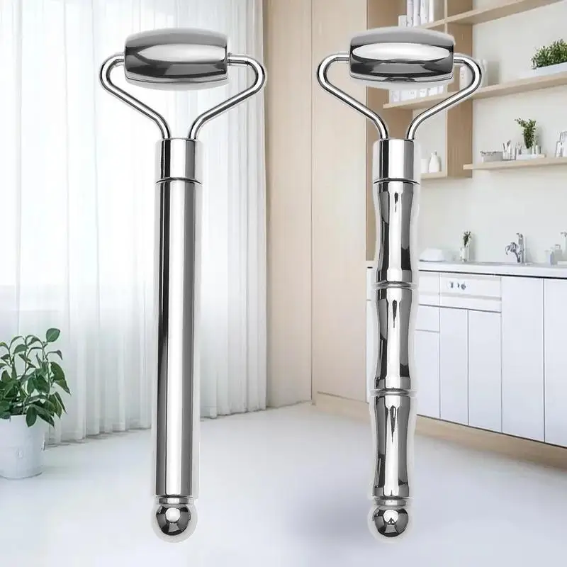 Rouleau de Massage Gua Sha pour le visage et le cou, en acier inoxydable, raffermissement de la peau, Lifting du visage, soins de beauté, 1 pièce