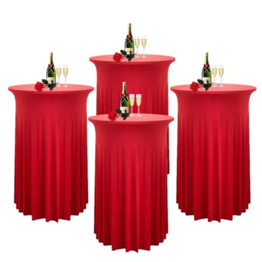

Набор из 4 чехлов для коктейльных столов 32x43 дюйма, эластичные круглые скатерти из спандекса с волнистыми драпировками, для высоких барных столов