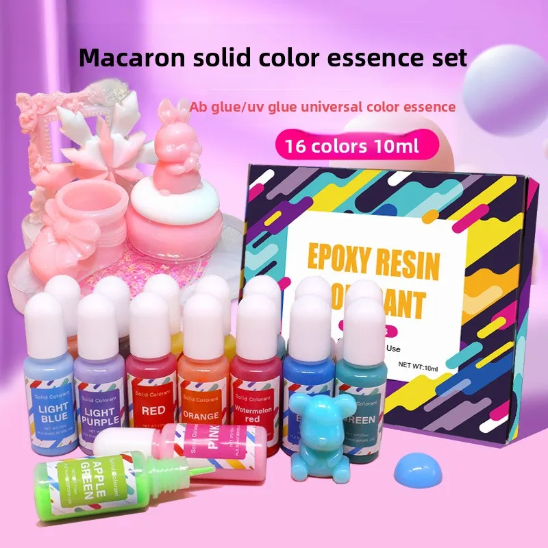 

16 Color 10ml Macaron Solid Color Essence Set Epoxy Resin AB Droplet UV Color Essence High Concentration Pigments Candle Dye