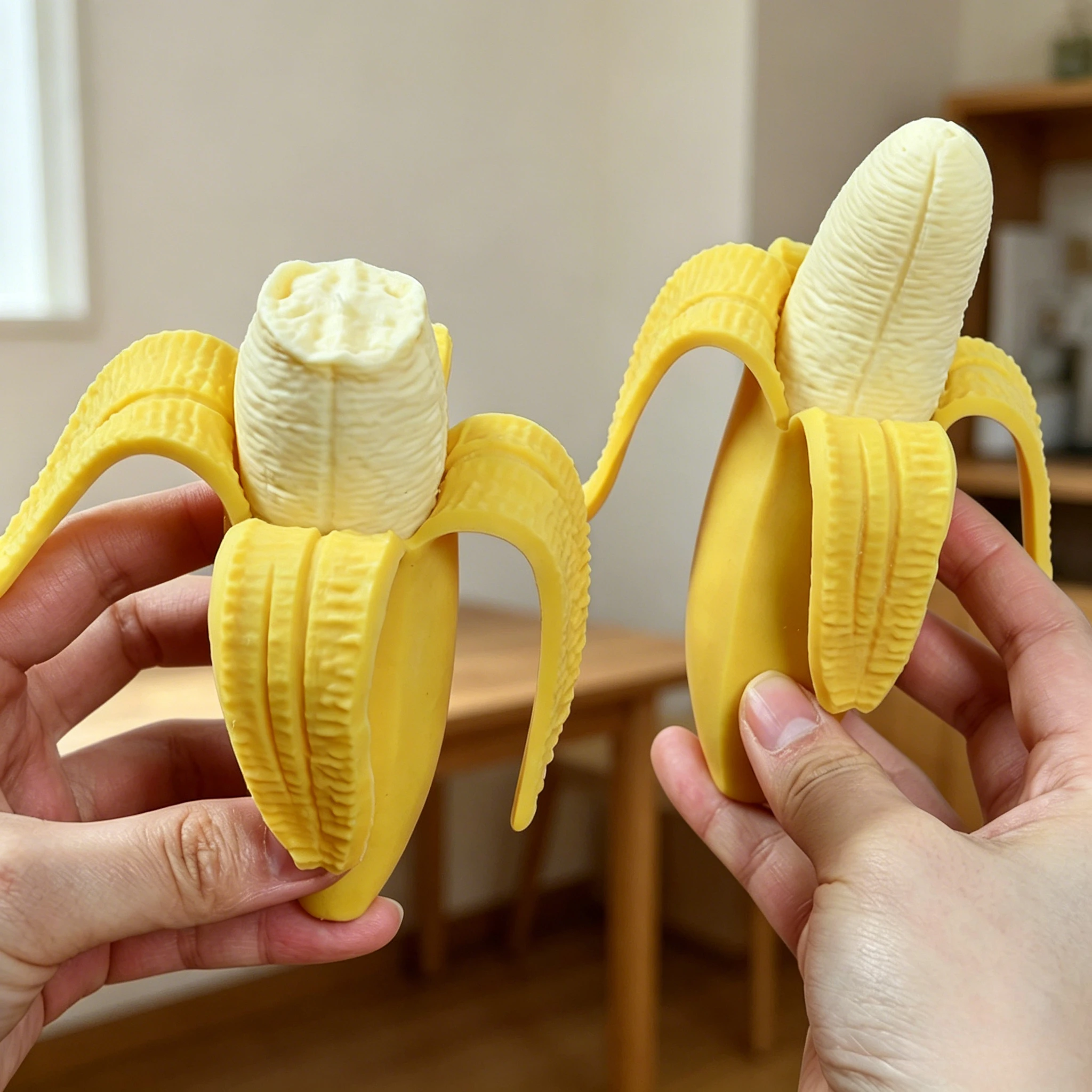 Realistic Peeled Banana Squishy Fidget Toy, Stretchable TPR Stress Relief Squeeze Toy, Funny Prank Novelty Sensory Toy for Kids Adults, 16cm Soft Decompression Fruit Toy Party Gift