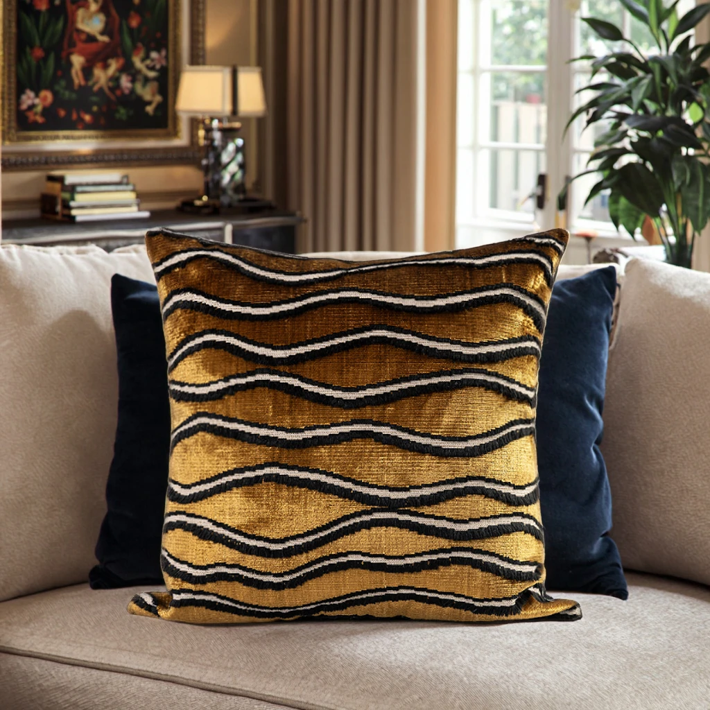 

Современные роскошные бархатные наволочки с золотым волнистым узором, квадратные наволочки для дивана, гостиной, отеля, домашнего декора, без вставки