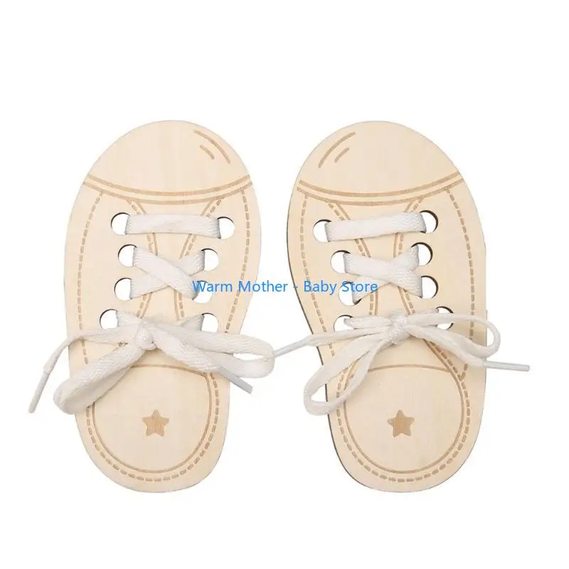 

Kids Learn to Tie a Shoe Toy Baby DIY Toy Travel Game Lacing Shoes Learning Toy 57QE