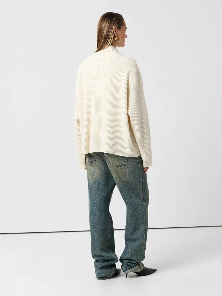 2025 Autunno e Inverno Moda Nuove Donne Elegante Cardigan di Lana Lavorato a Maglia Cerniera Stand Up Colletto a Maniche Lunghe Giacca Calda Spessa