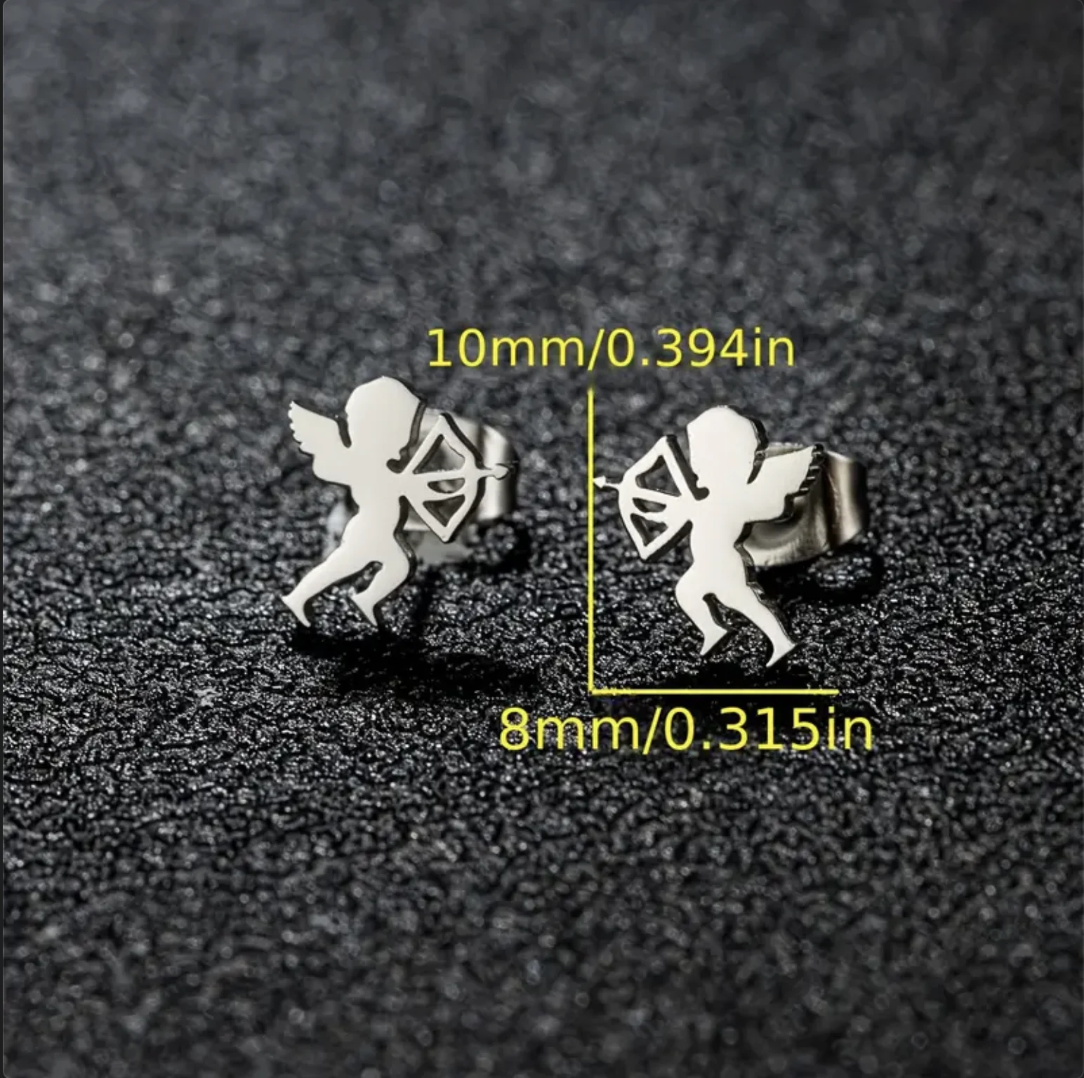 Fashion Stainless Steel Angel Stud Earrings For Men, Valentine's Day Lover Gifts