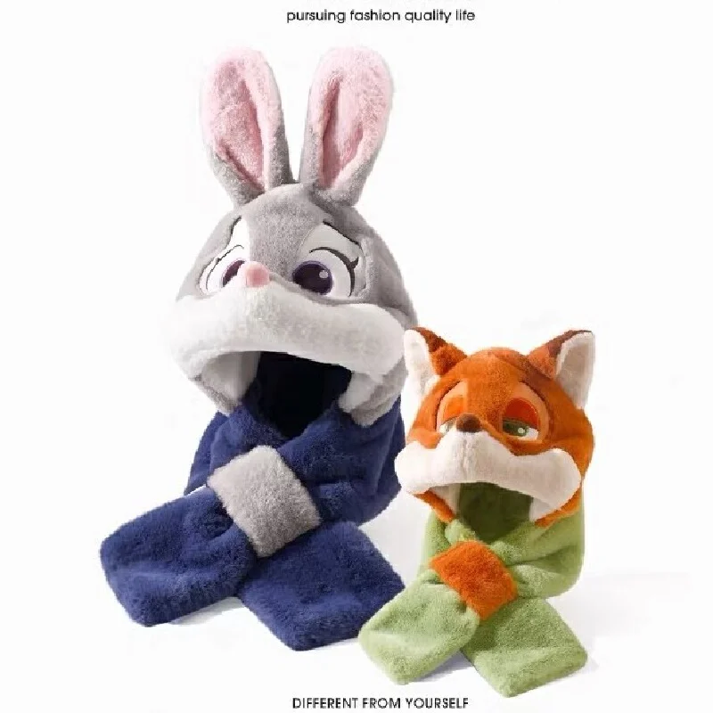 Disney Bunny Ears Plush Hat Scarf Combo Warm Fleece Set Cute Winter Gift for Her Christmas Holiday Cold Weather Fashion