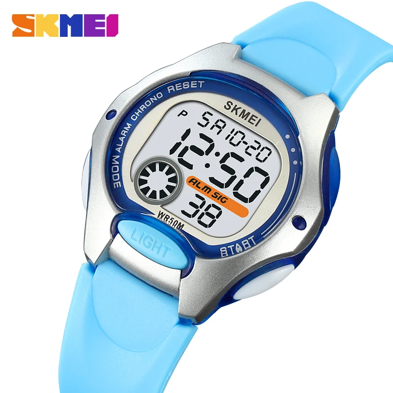 SKMEI Fashion 3Bar Waterproof LED Light Stopwatch Digital Wristwatches For Kids Boys Girls Women Ladies Children Sport Watch