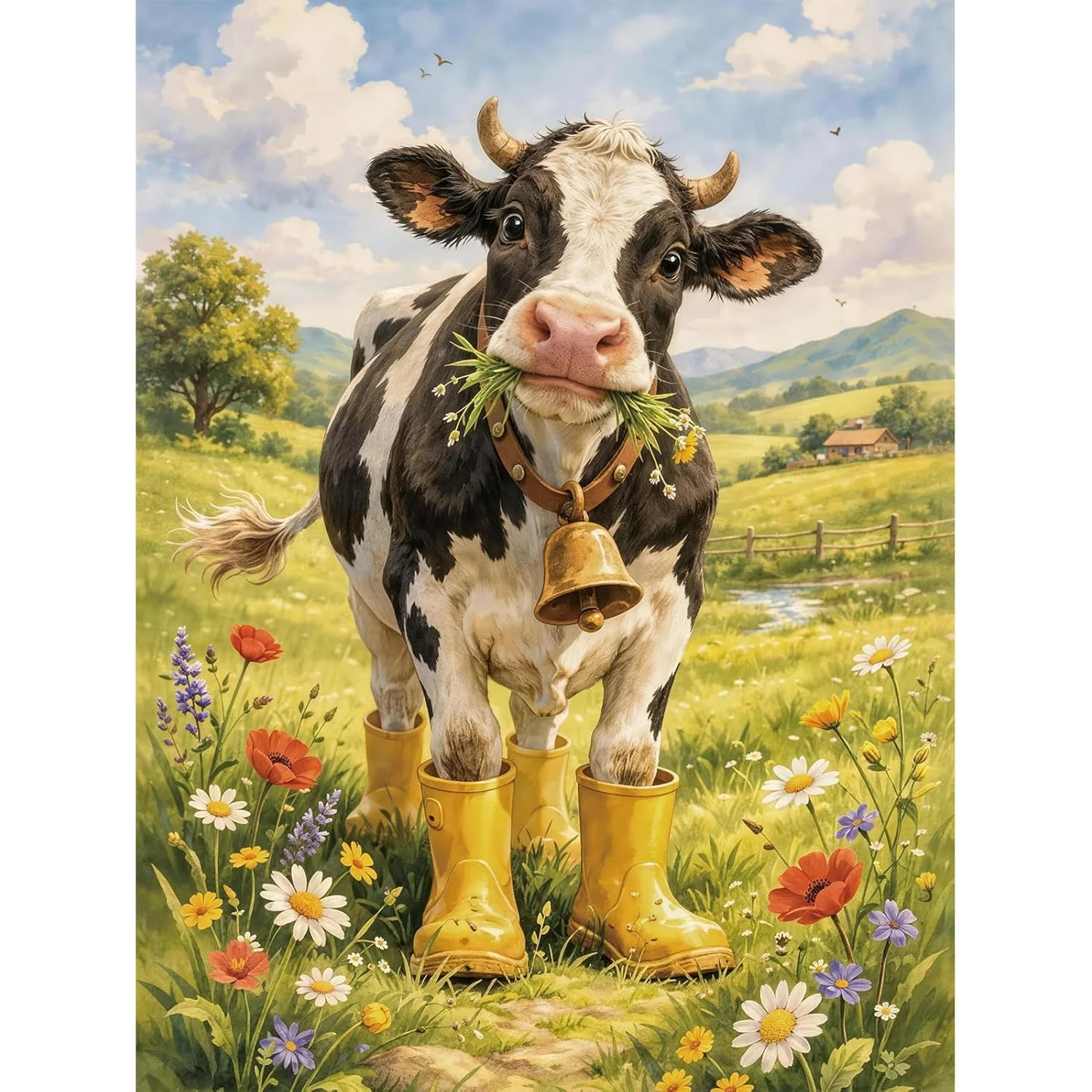 500/1000/1200/2000PCS Puzzle Cows on The Grassland Jigsaw DIY Modern Home Wall Decor Family Fun Holiday and Birthday Gifts
