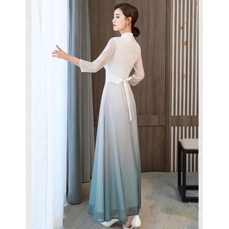 Vintage Style Hanfu Women Chinese Dress Traditional Long Qipao Asian Dresses Female Eleganti Slim Zen National Harajuku Clothing