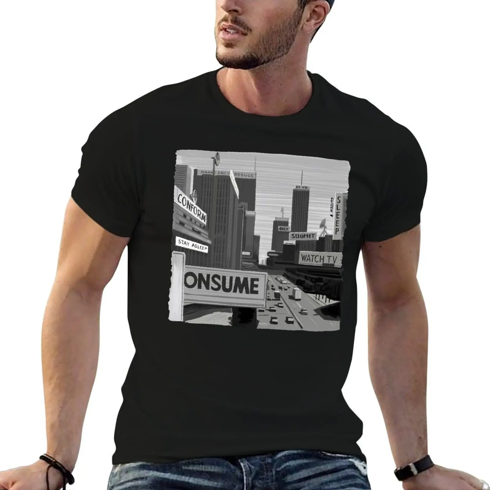 

They Live Illustration by Burro T-Shirt t shirt men 100% cotton luxury brand funny t shirts cotton T-Shirt