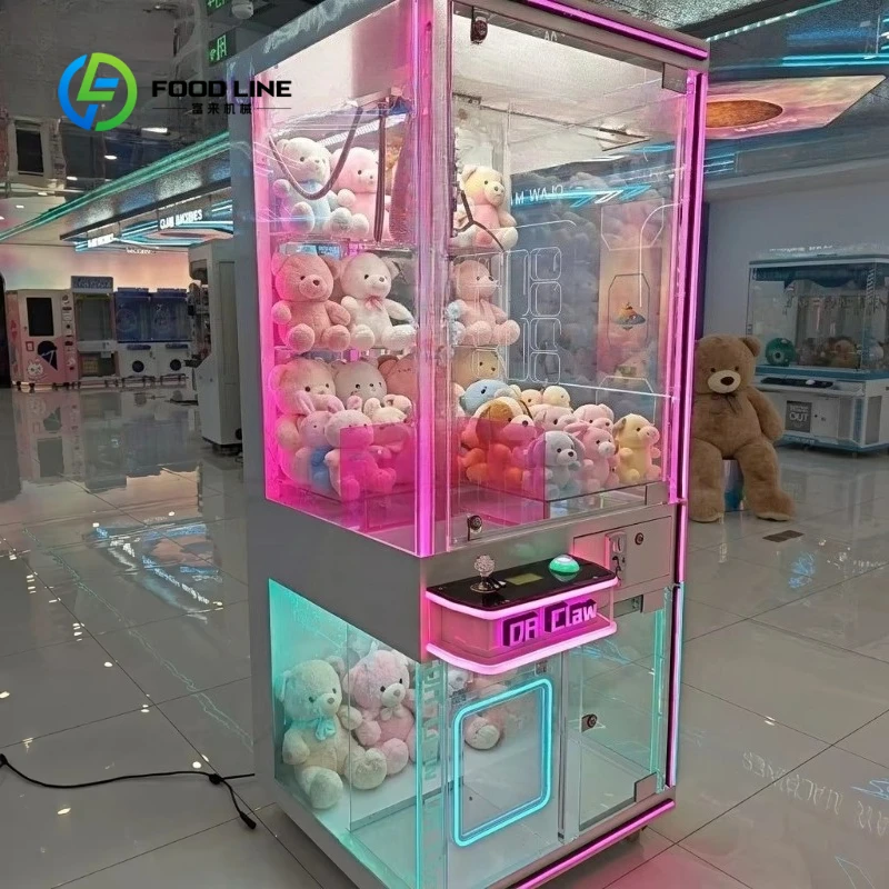 Customized Coin Operated Plush Toy Claw Machine Commercial Arcade Toy Grabber with LED Neon Light for Arcade Game Center
