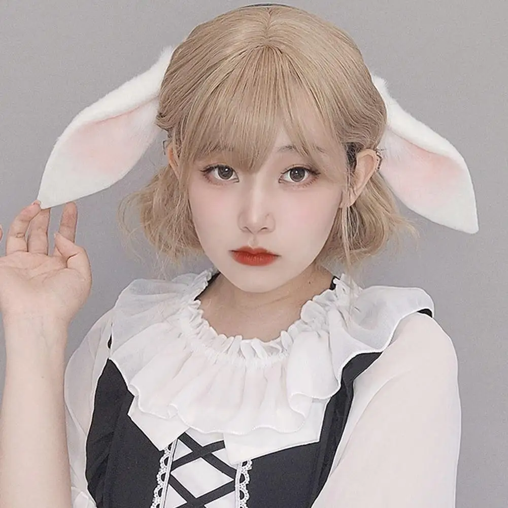 

1pcs Anime Girl Cotton Candy Dropped Ear Easter Rabbit Headband Bunny Plush Animal Ears Headwear Cosplay