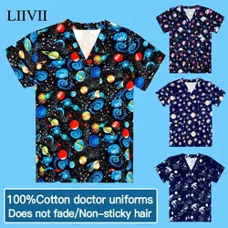 Unisex 100%Cotton Dentistry pet doctor workwear Medical scrubs nursing uniform surgical top pharmacy work clothing men and women