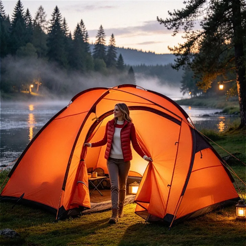 One Bedroom, One Living Room, 4-person Tent, Double-layer Aluminum Pole, Four-season Household, Windproof and Rainproof Tent