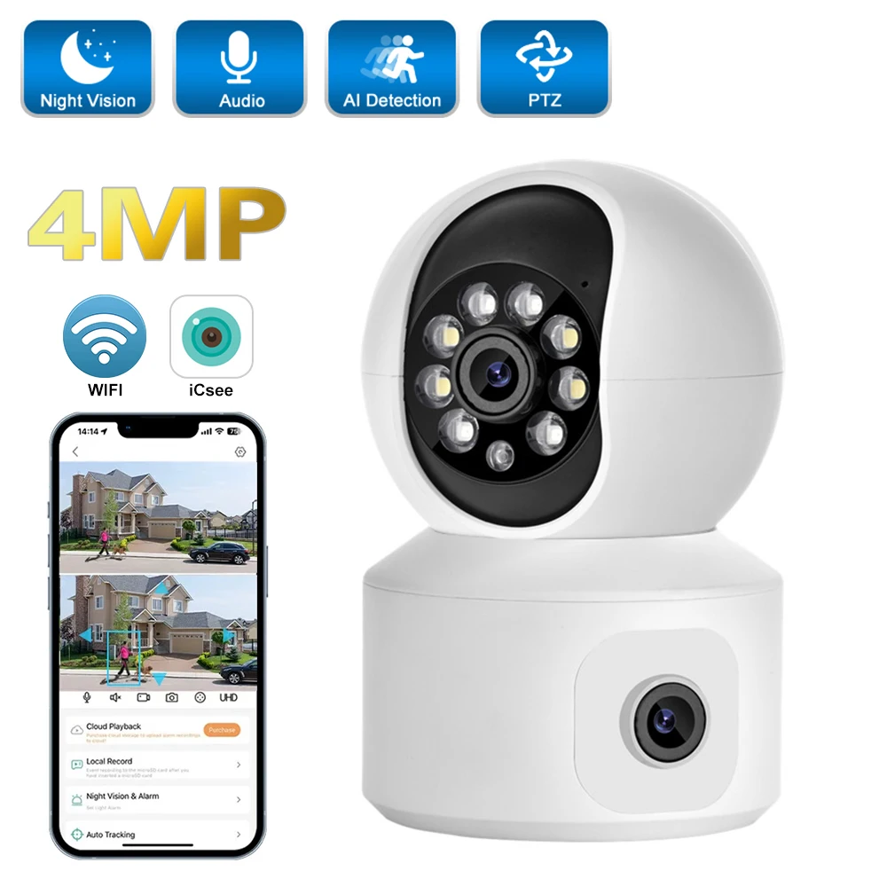 

PTZ WIFI Camera Indoor Two-way Audio Baby Pet Monitor Video Record Smart Home CCTV Security Surveillance Cameras ICSEE APP