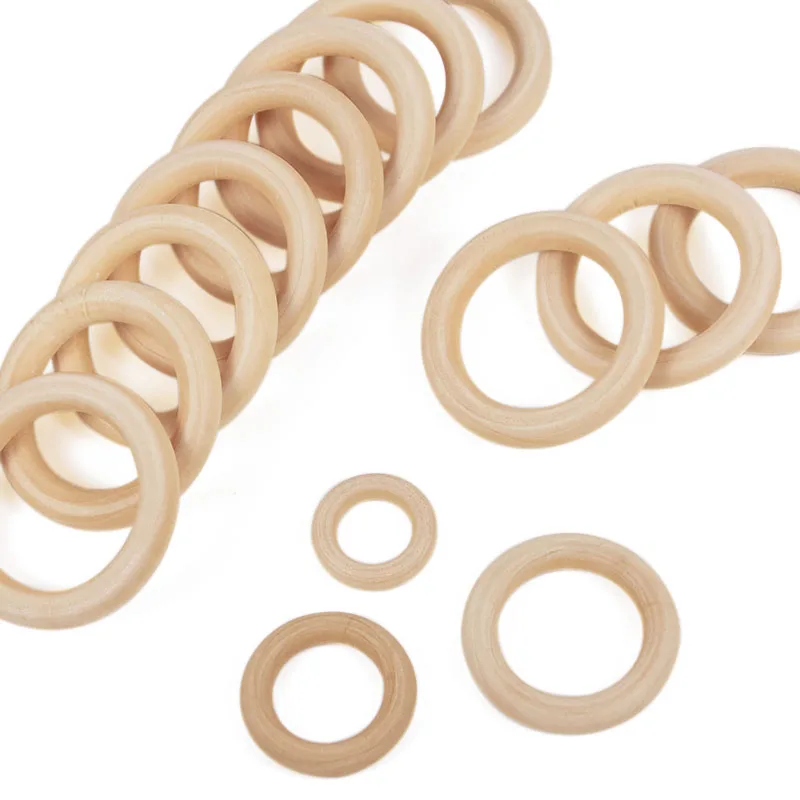 20-80mm Unfinished Natural Wooden Rings Hoop Wooden Baby Teething Circle Toy For DIY Handmade Crafts Jewelry Making Wedding Gift