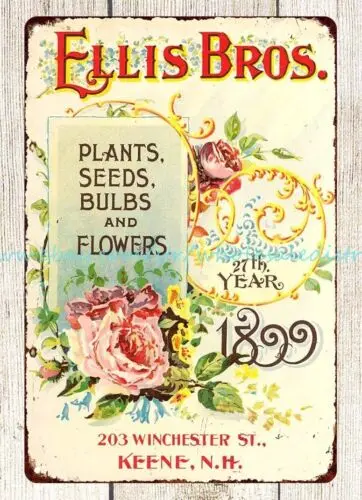 1899 Ellis Bros Plants Seeds Bulbs Flowers metal tin sign outside wall art