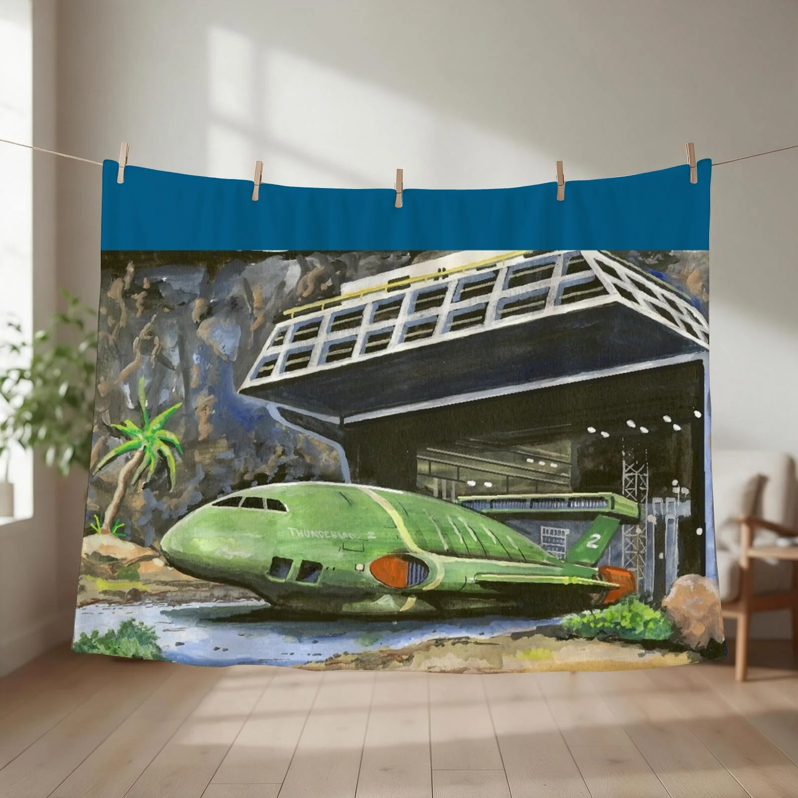 Thunderbird 2 from Thunderbirds Throw Blanket couch cozy soft plush fuzzy picnic outdoor blanket