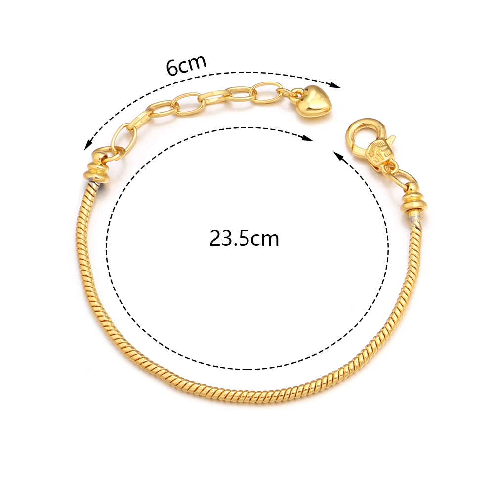 18-23cm Snake Chain With A Caring Tail Chain Bracelet Fit Handmade DIY Macroporous Beads Trend Hand String For Women Gift