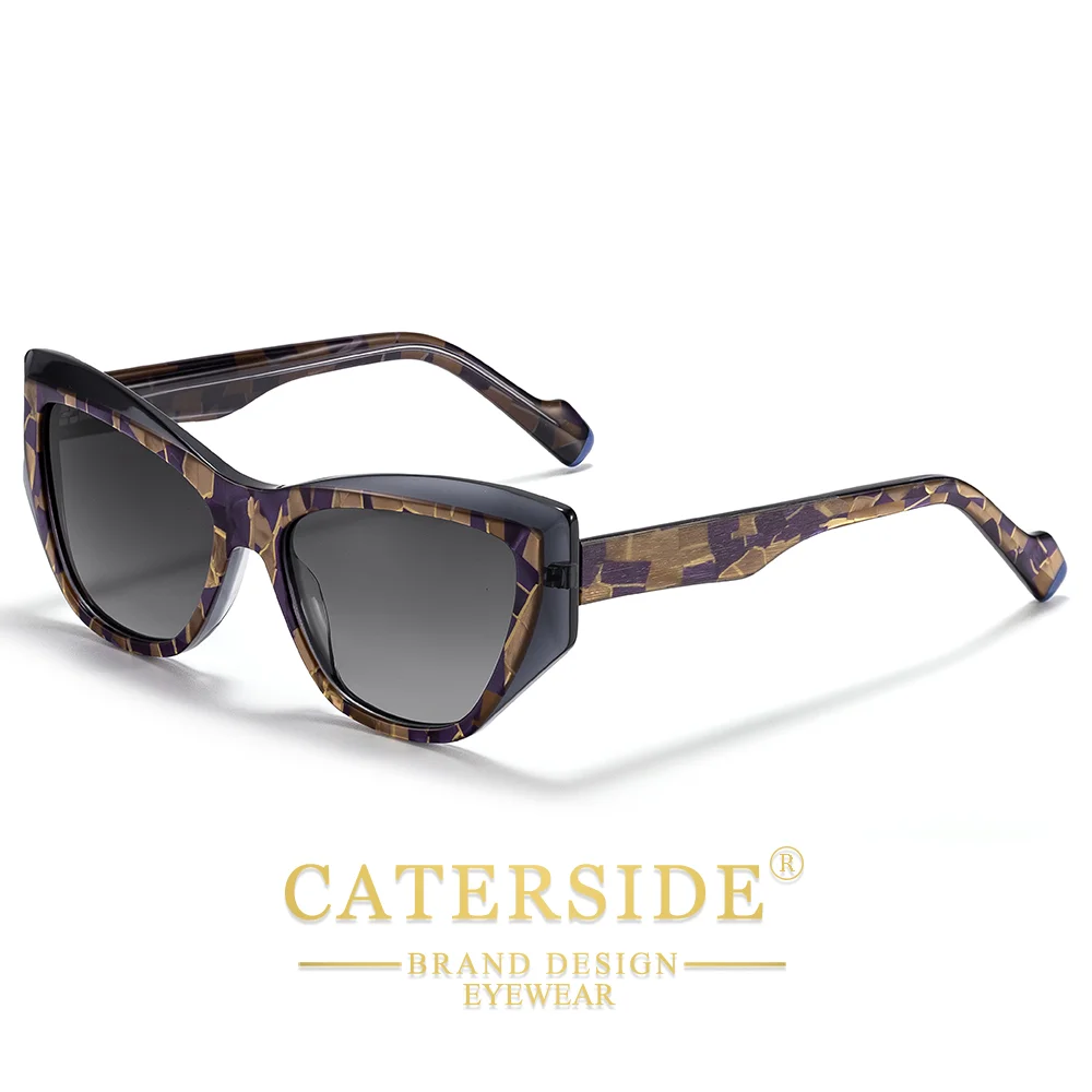 CATERSIDE Frauen Stil Sonnenbrille Acetat Cat Eye Rahmen Farbe-Blocking Design Suneyewear Männer Mode Luxus Fahren Gläser UV400 – Detail 10