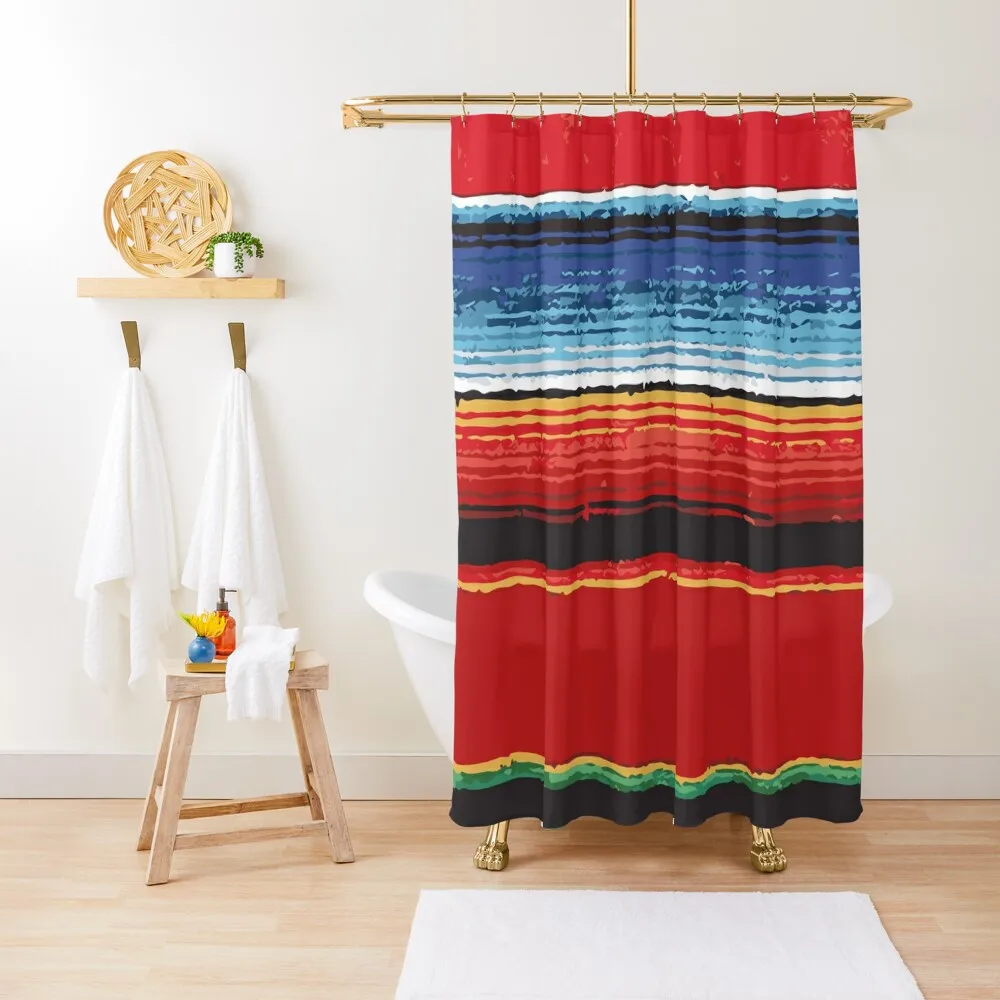 Sarape Saltillo Rojo authentic mexican blanket poncho serape Shower Curtain Shower Set Anime Bathroom Curtain