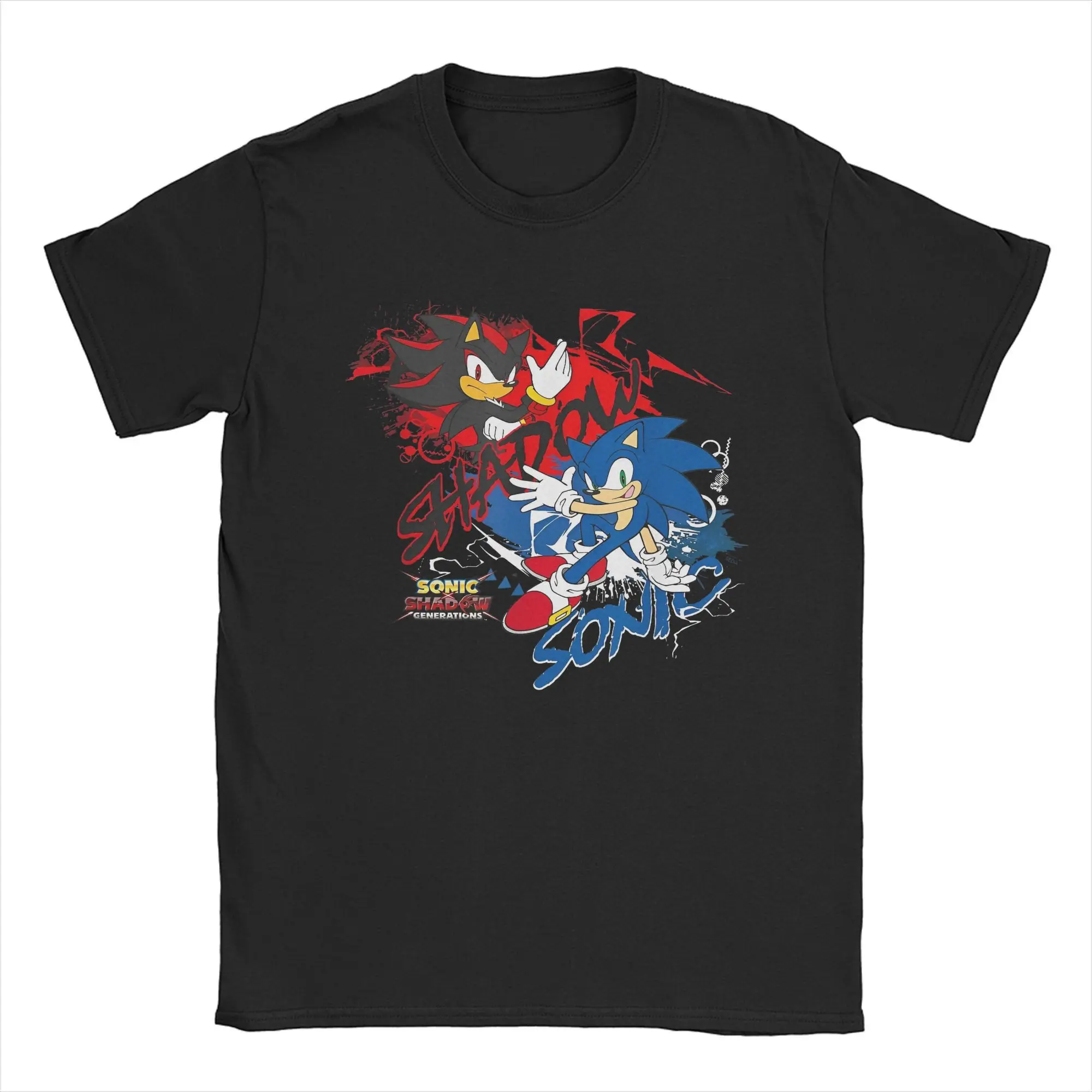 S-Sonic Shadow Generations Men's T Shirt Game Cartoon Cool Creative Tees Short Sleeve Round Collar T-Shirt Cotton Summer merch