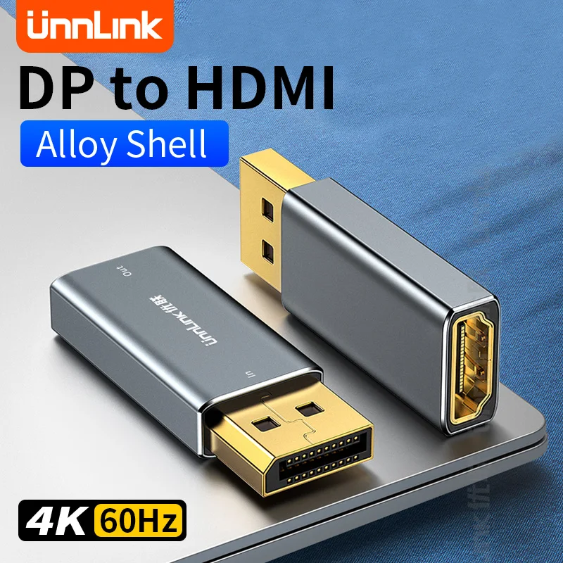 

Unnlink 4K DisplayPort to HDMI-Compatible Adapter Male to Female DP to HDMI Video Audio Mini HD Cable for PC TV Laptop Projector