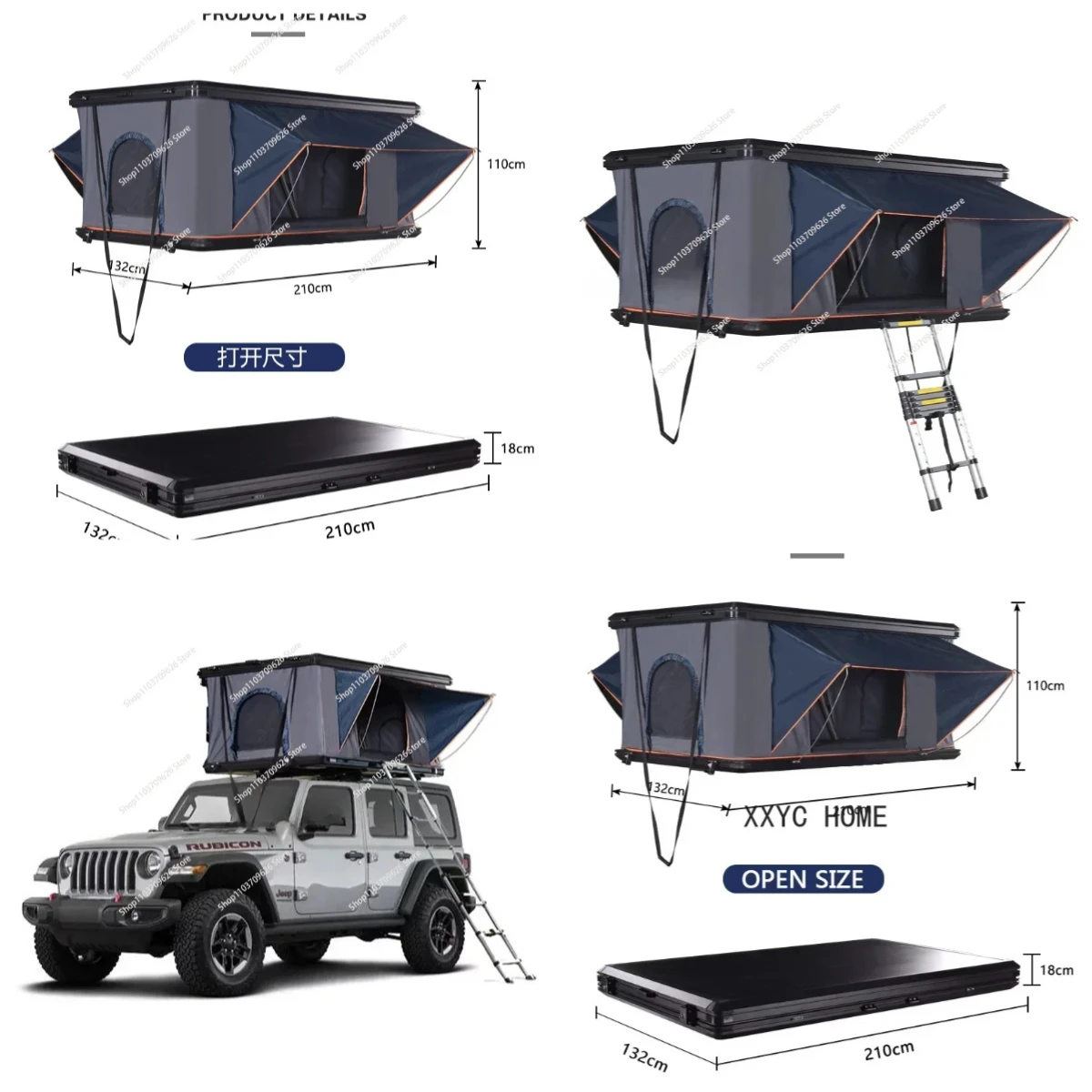 

Gold Seller 2022 Camping Aluminum 3 Person Outdoor Hiking Rooftop Roof Top Car Tent Triangle Clamshell Hard Shell Top Roof Tent