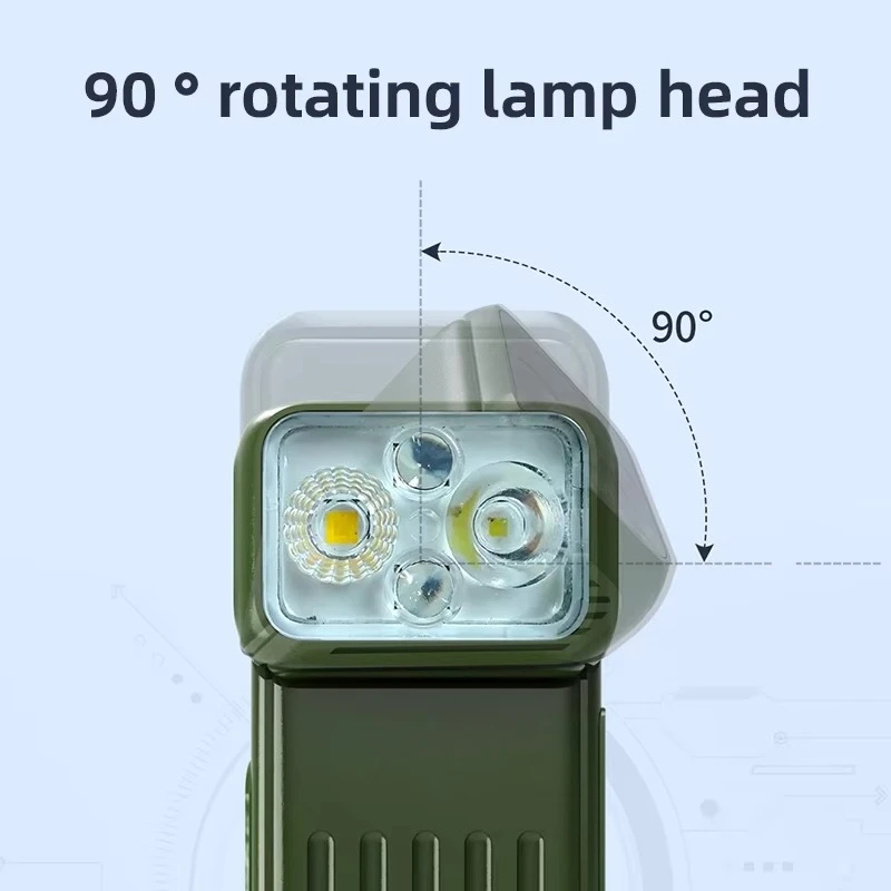 Rechargeable LED Camping Light USB-C Foldable Battery-Powered Camping Light with Magnetic Base Flashlight