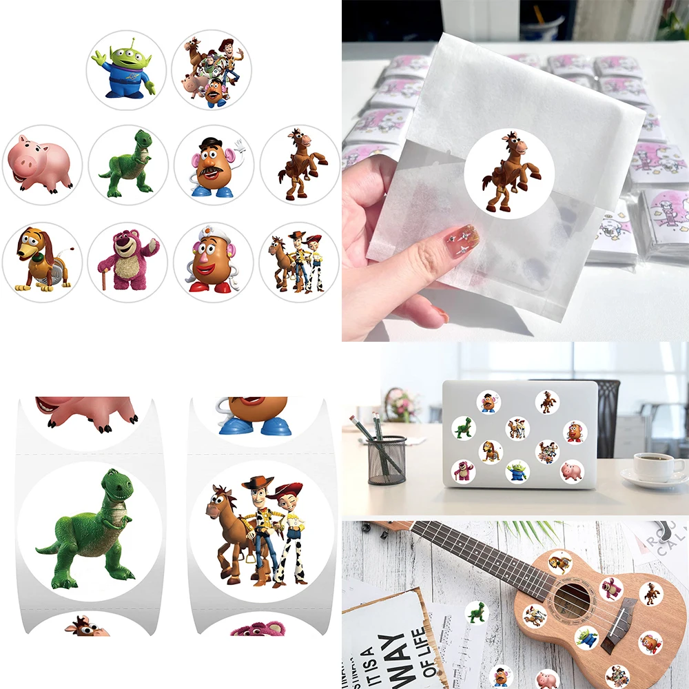 

500pcs Disney Cartoon Toy Story Stickers Roll DIY Laptop Phone Luggage Skateboard Sealing Graffiti Decals Kid Sticker Gift Toys