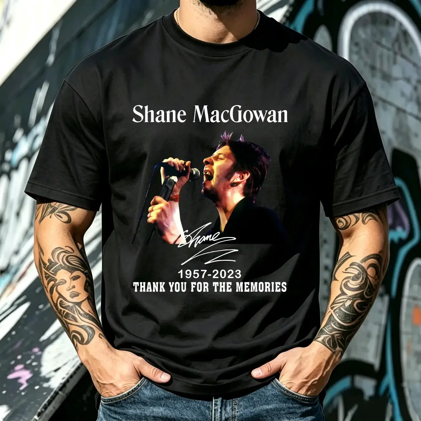 washed T Shirt New Rare Shane MacGowan lyrics  S 5XL 1CM894 long sleeves vintage Washed Versatile Top For Everyday Wear