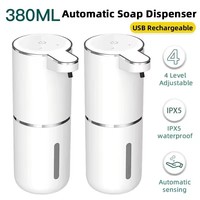 380ML Light Display Touchless Desktop Or Wall-Mounted USB Rechargeable Automatic Smart Sense Soap Dispenser For Kitchen Bathroom