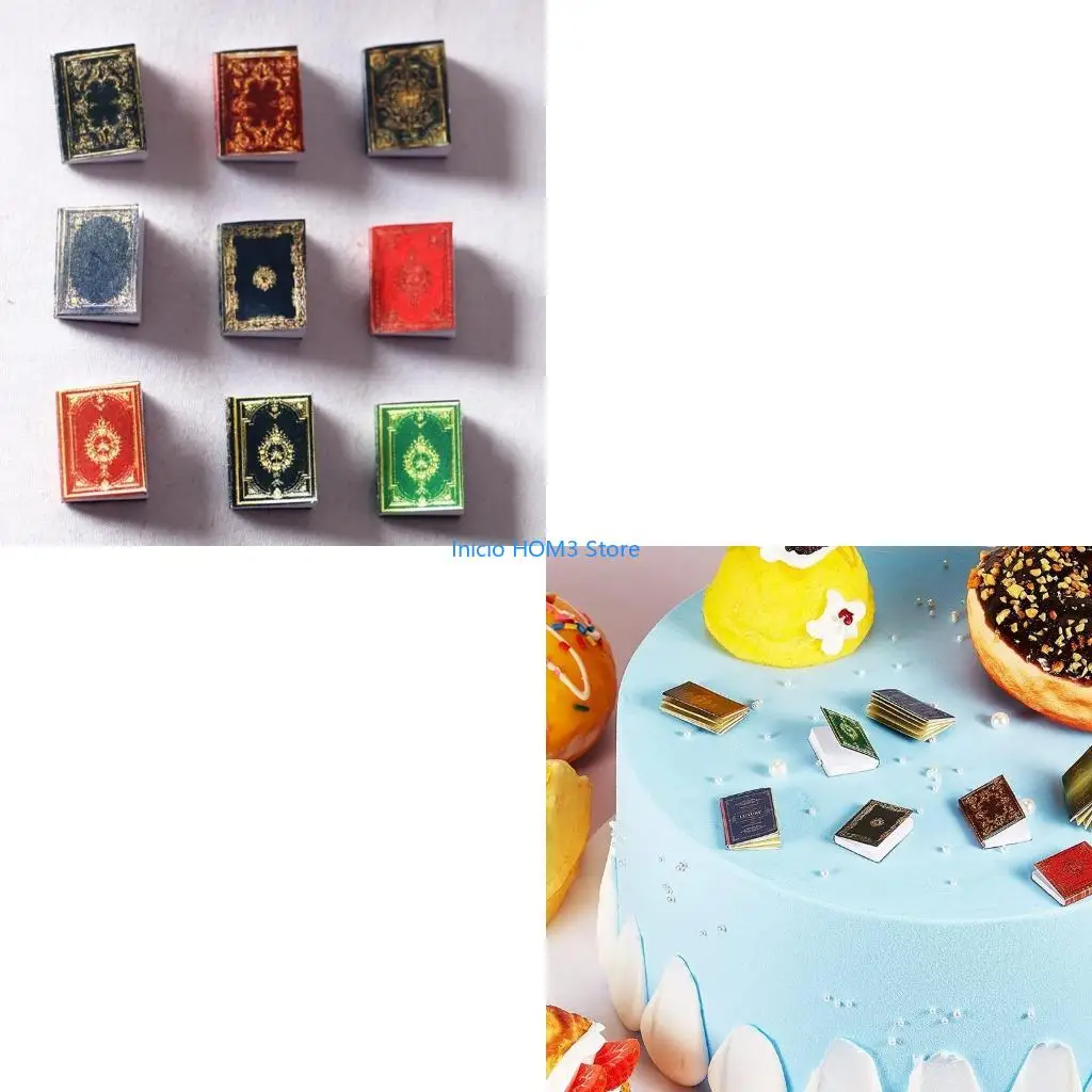 A5YD 3pcs 1:12 Scale Miniatures Dollhouse European Classical Mini Books Notebook Pretend for Play Decoration Accessories