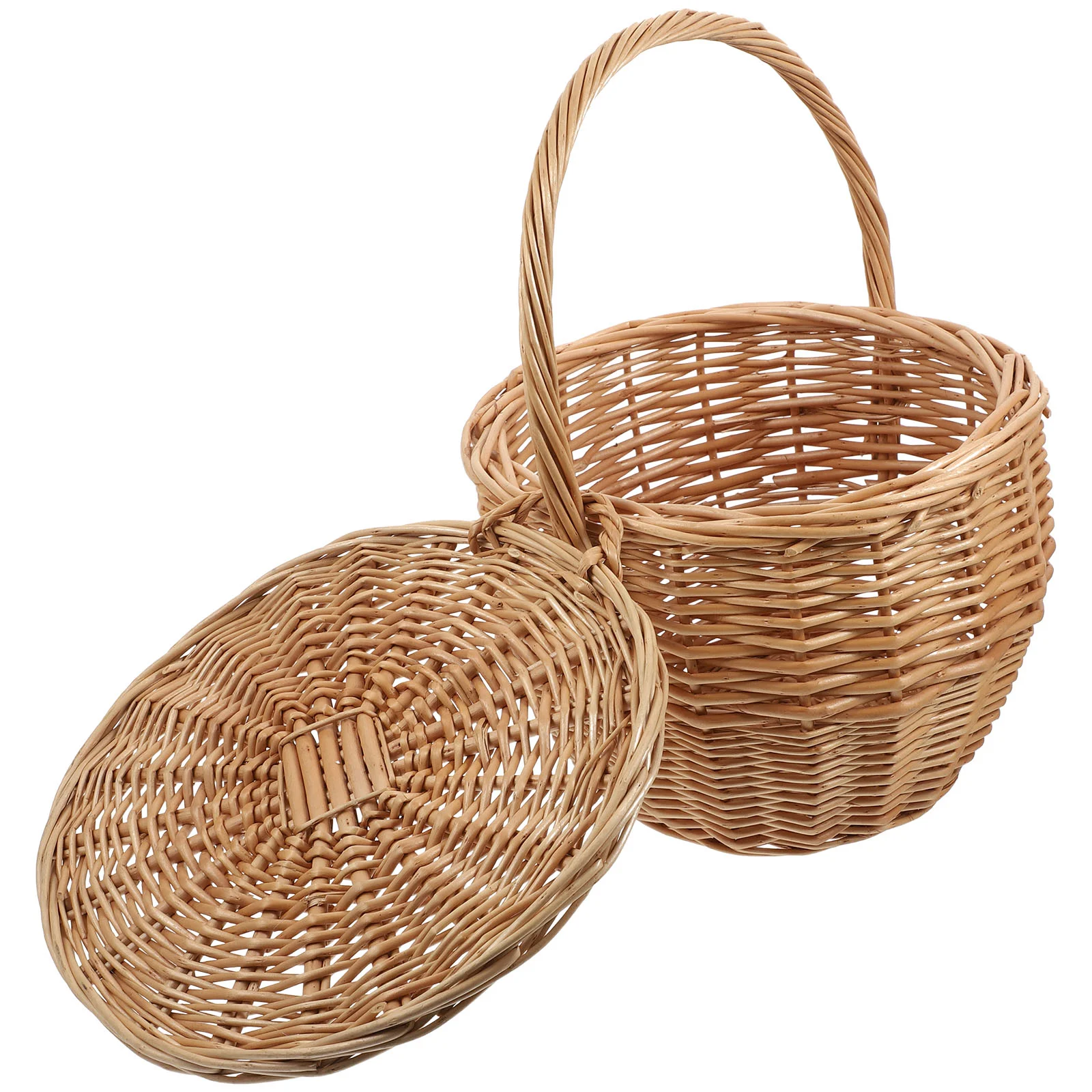 

Flower Girls Basket Rattan Shopping Gift Baskets with Handle for Weddings Wicker