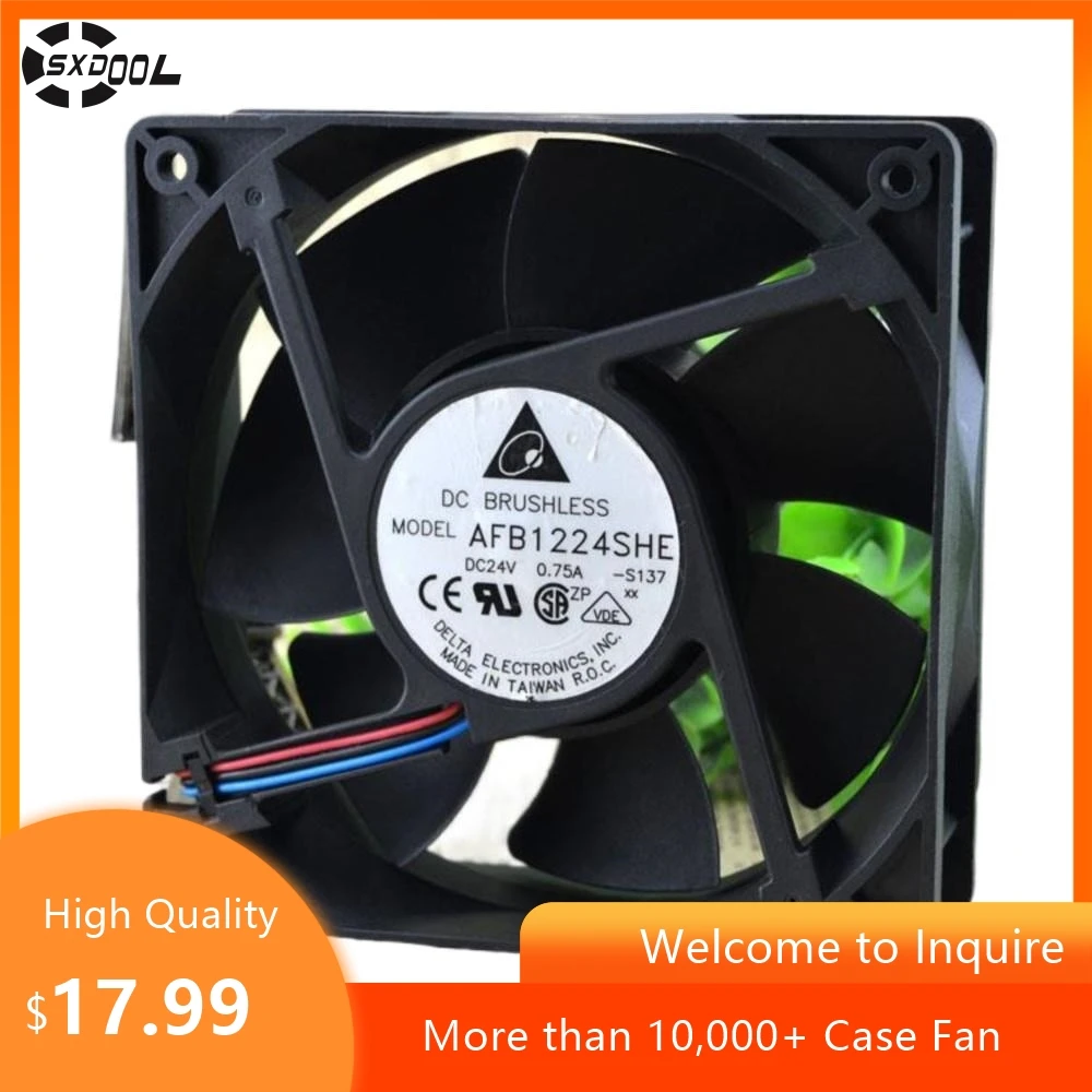 for Delta AFB1224SHE 12038 12cm 24V 0.75A High Airflow Cooling Fan, for Converters, Servers, and Industrial Applications