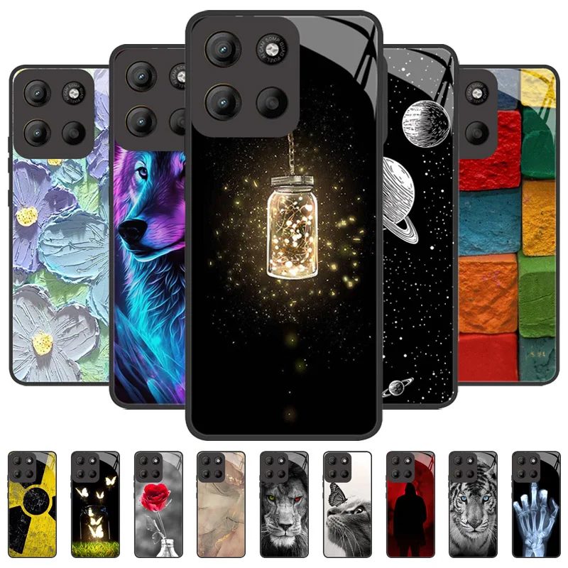 Para Motorola Moto G15 funda de teléfono de vidrio templado de lujo para Motorola MotoG15 G 15 funda protectora completa para cámara Fundas