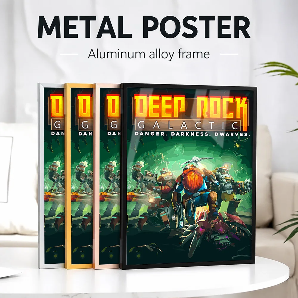 Deep Rock Galactic Game Cover Framed Metal Print Customized Photo Arcade Style Wall Art For Bedroom And Study Fantasy Fan Gift