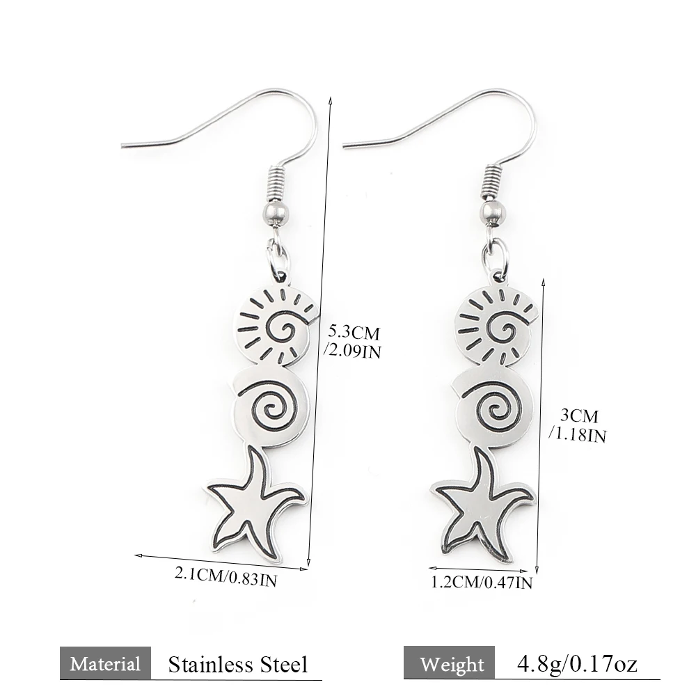 Conch Seashell Starfish Drop Earrings for Women Girls Stainless Steel Silver Color Summer Ocean Dangle Earrings Jewelry Gift