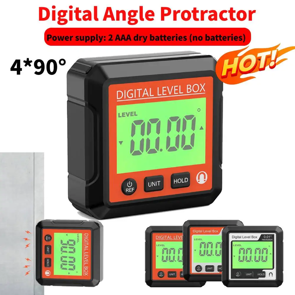 Digital Angle Protractor Inclinometer Magnetic 4*90° Ruler Angle Bevel Tester Angle Gauge Level Angle Finder Measuring Tools