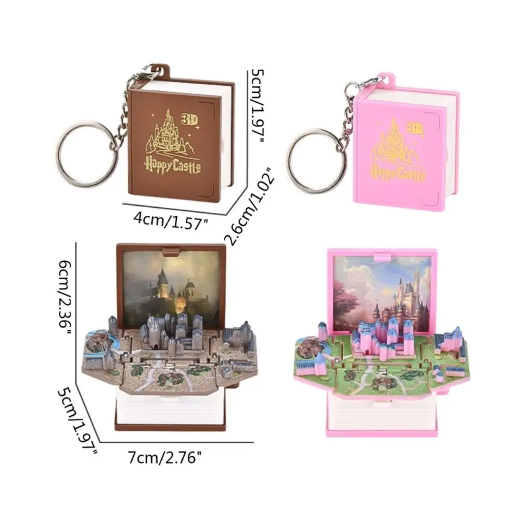 3D Mini Stereo Castle Book Keychain Toys Anxiety Stress Relief Castle Toys Sensory Toys Birthday Gift Backpack Keychain