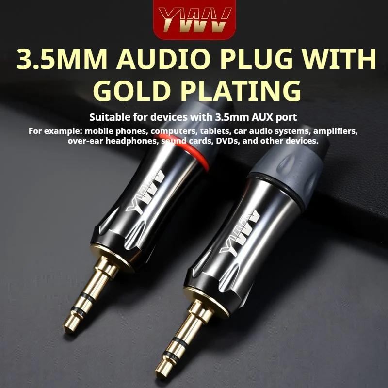 3.5mm TRS Stereo Solder Plug for Headphone, Speaker, Microphone, Sound Card, PC & Car AUX Audio Cables
