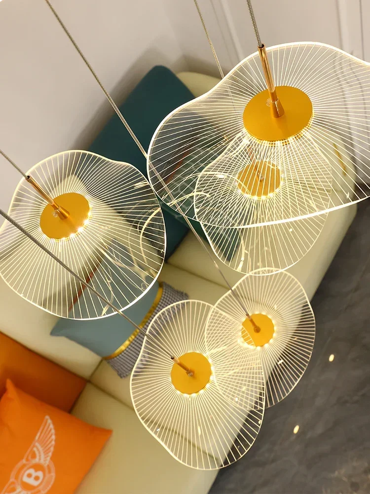 Nordic sala de estar luminária circular composto edifício pingente decoração interior iluminação attic moderna escada lustre